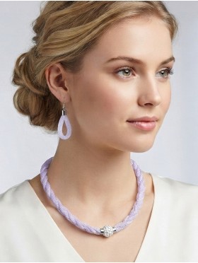 SPARKLE TWIST TUBE NECKLACE & EARRING SET